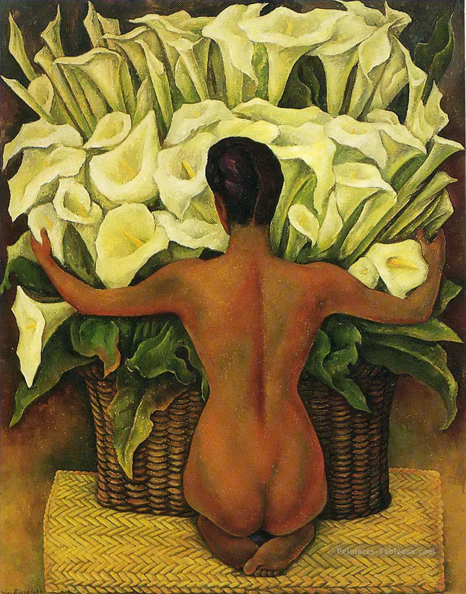 nue avec des calla Lys 1944 Diego Rivera Peintures à l'huile